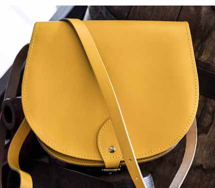 Yellow Leather Saddle Bag With Back Pocket, N'Damus London