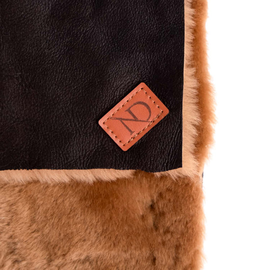 Aviator Brown Shearling Lambswool & Leather Scarf