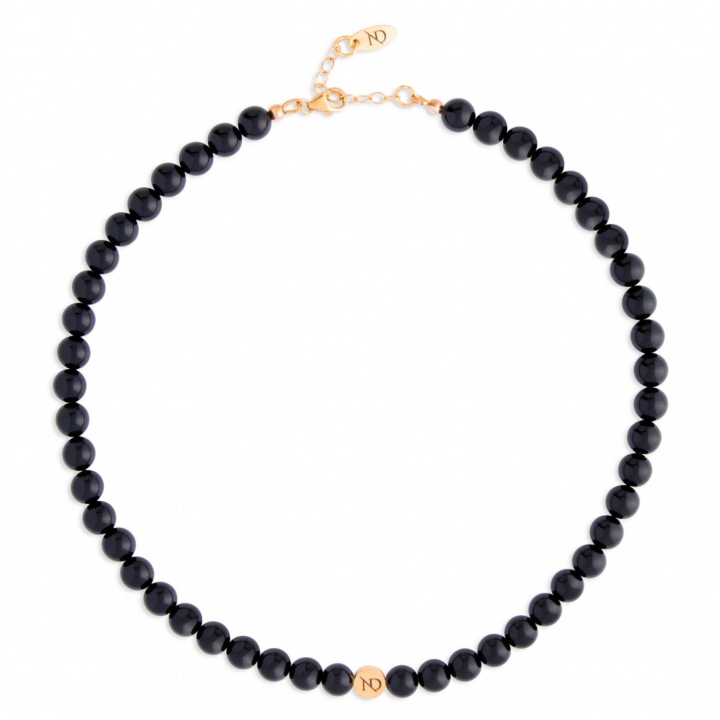 Black Onxy and Gold Gemstone Necklace