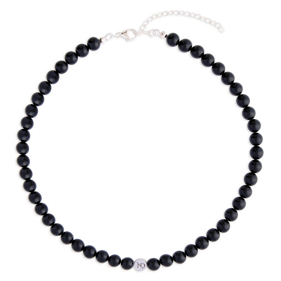 Black Onxy and Silver Gemstone Necklace