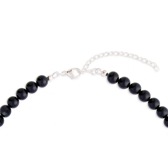 Black Onxy and Silver Gemstone Necklace