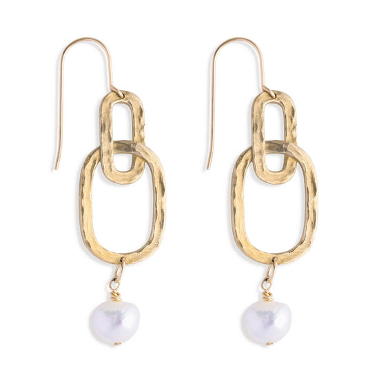 Hatton Forge Brass Duo Earring with Small Pearl