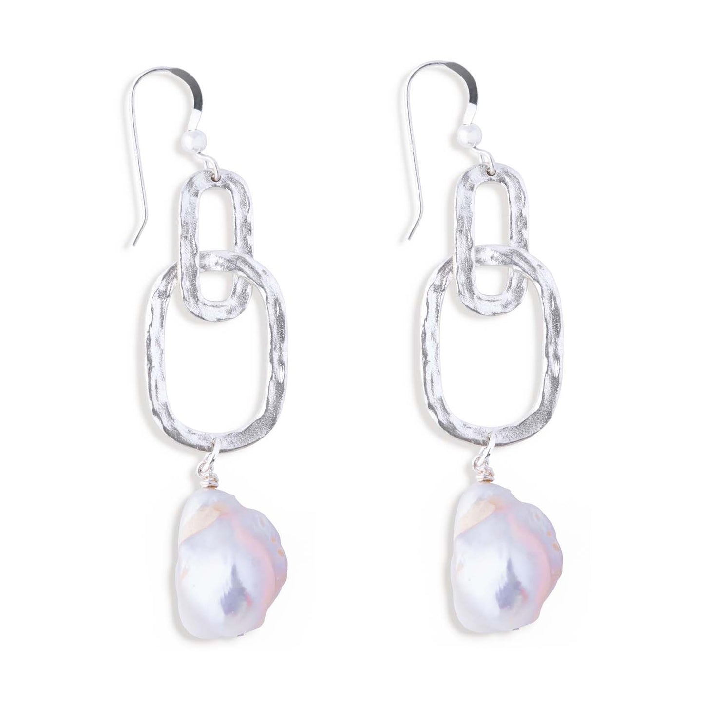 Hatton Forge Silver Duo Earring with Medium Pearl