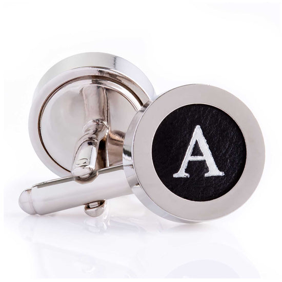 Bespoke Letters - Regent Black Silver Letter Cufflinks