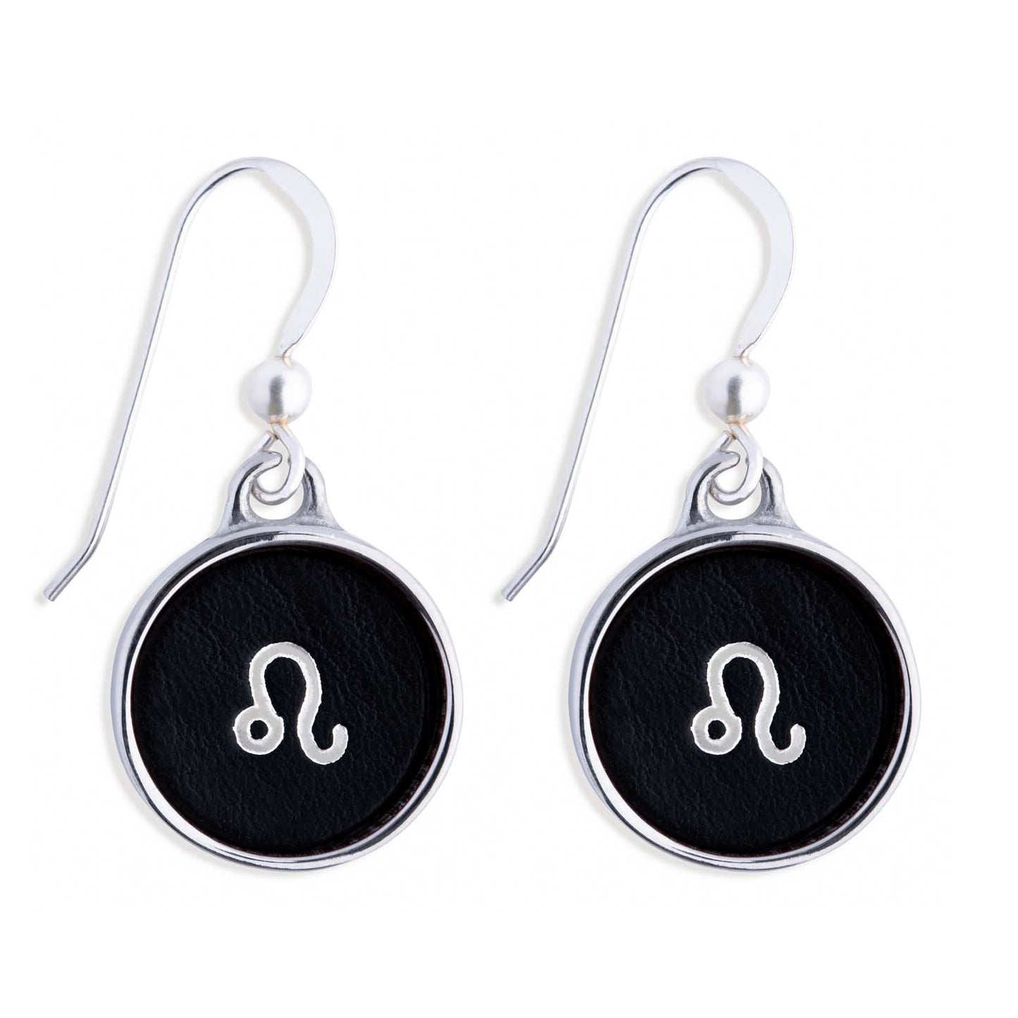 Leo Black Leather Earrings