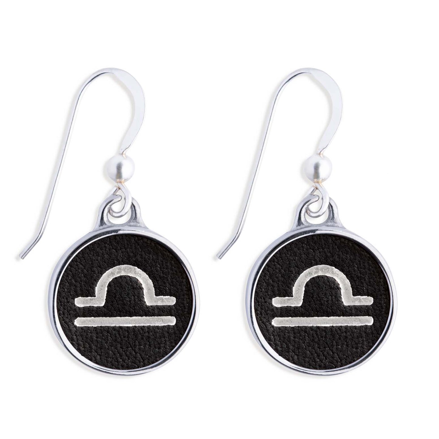 Libra Black Leather Earrings