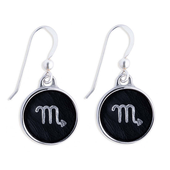 Scorpio Black Leather Earrings