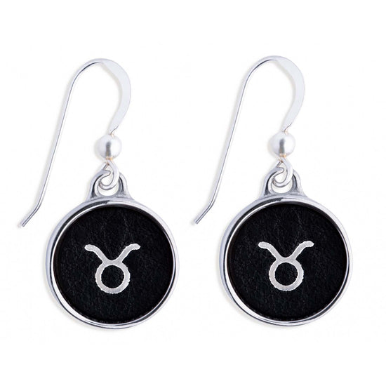 Taurus Black Leather Earrings