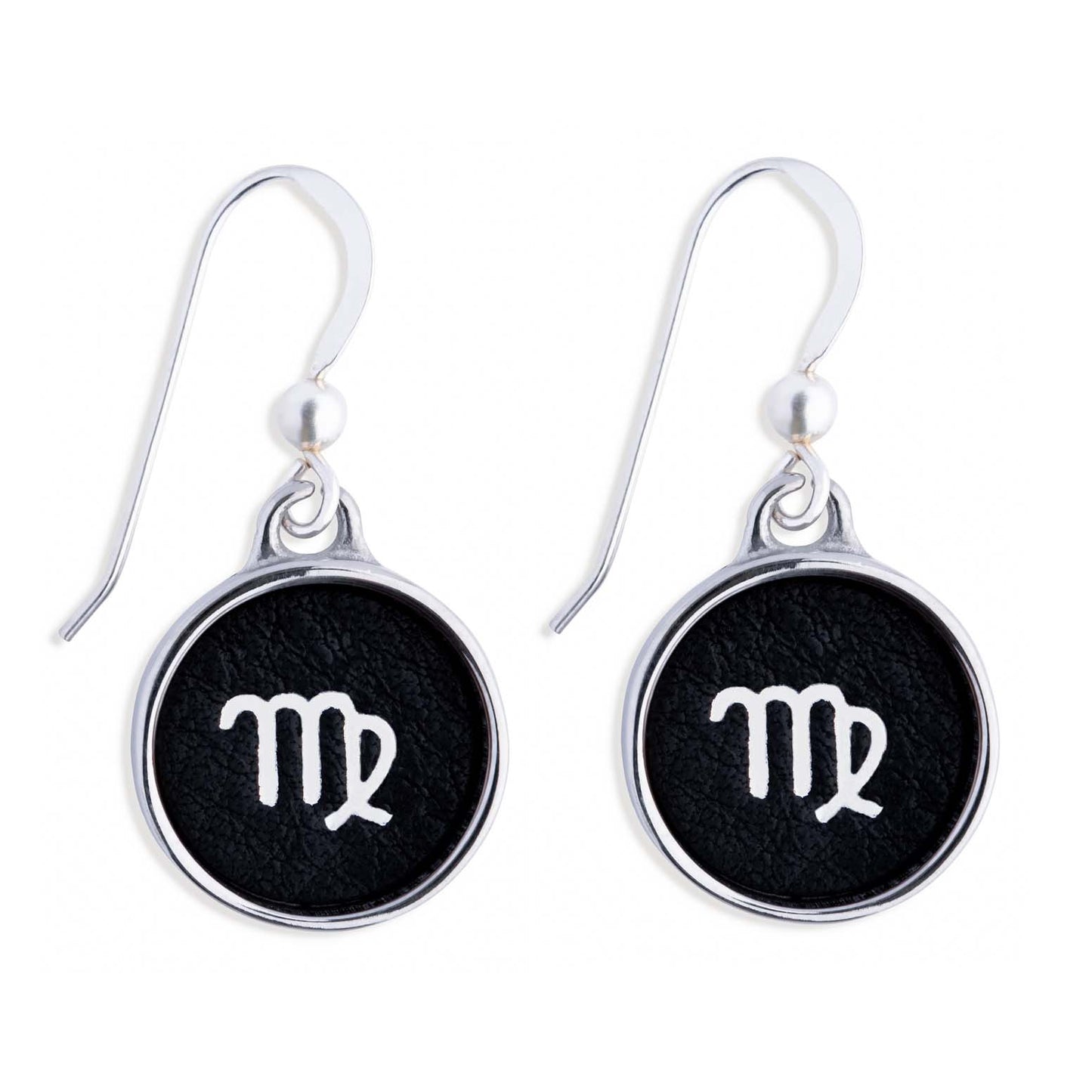 Virgo Black Leather Earrings