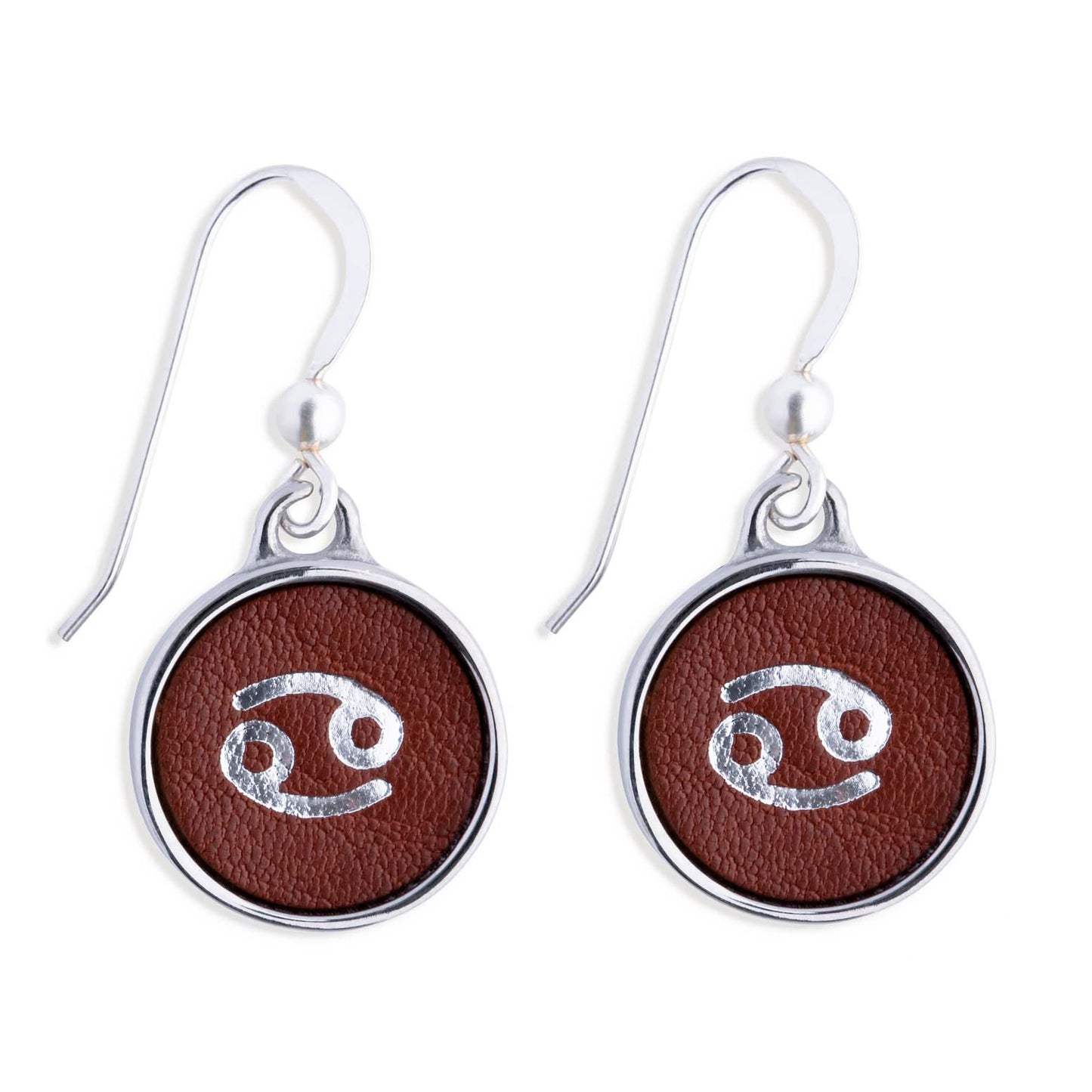 Cancer Brown Leather Earrings