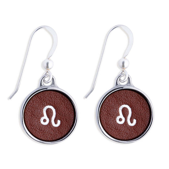 Leo Brown Leather Earrings