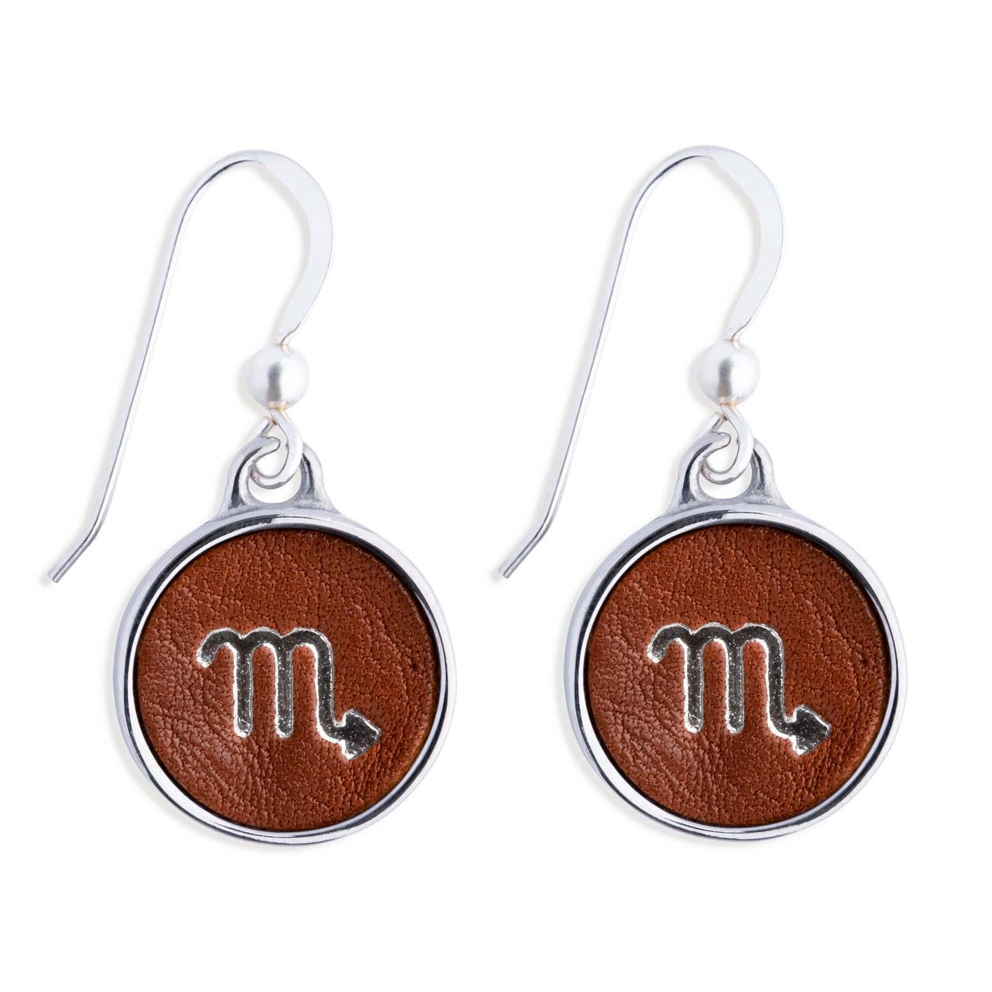 Scorpio Brown Leather Earrings